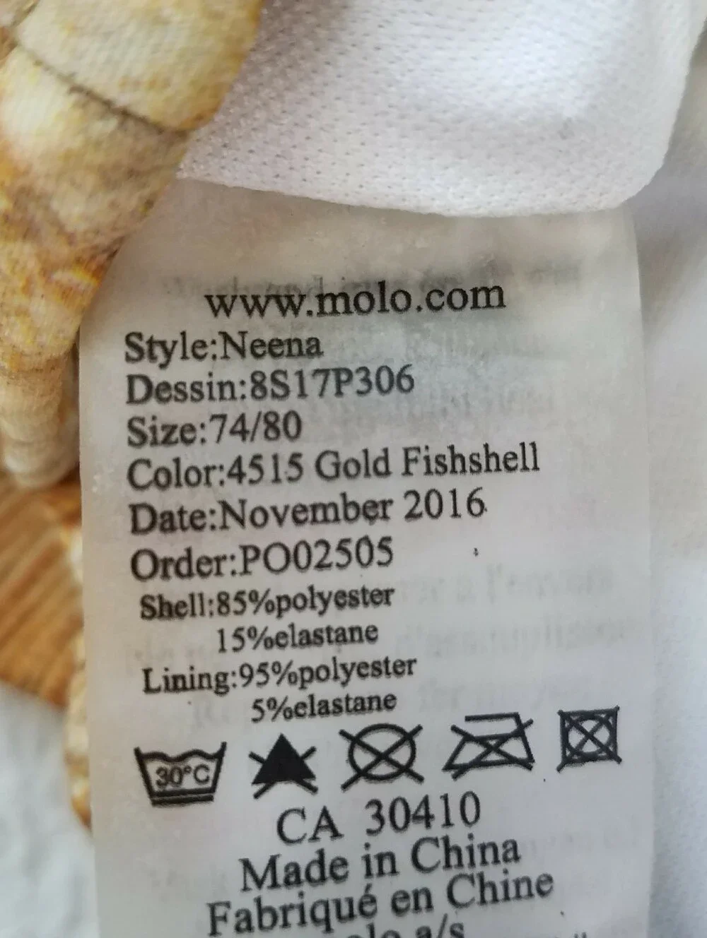 Molo Swim Neena Gold Fishshell UV Rash Guard Ruffled Baby Swim Set